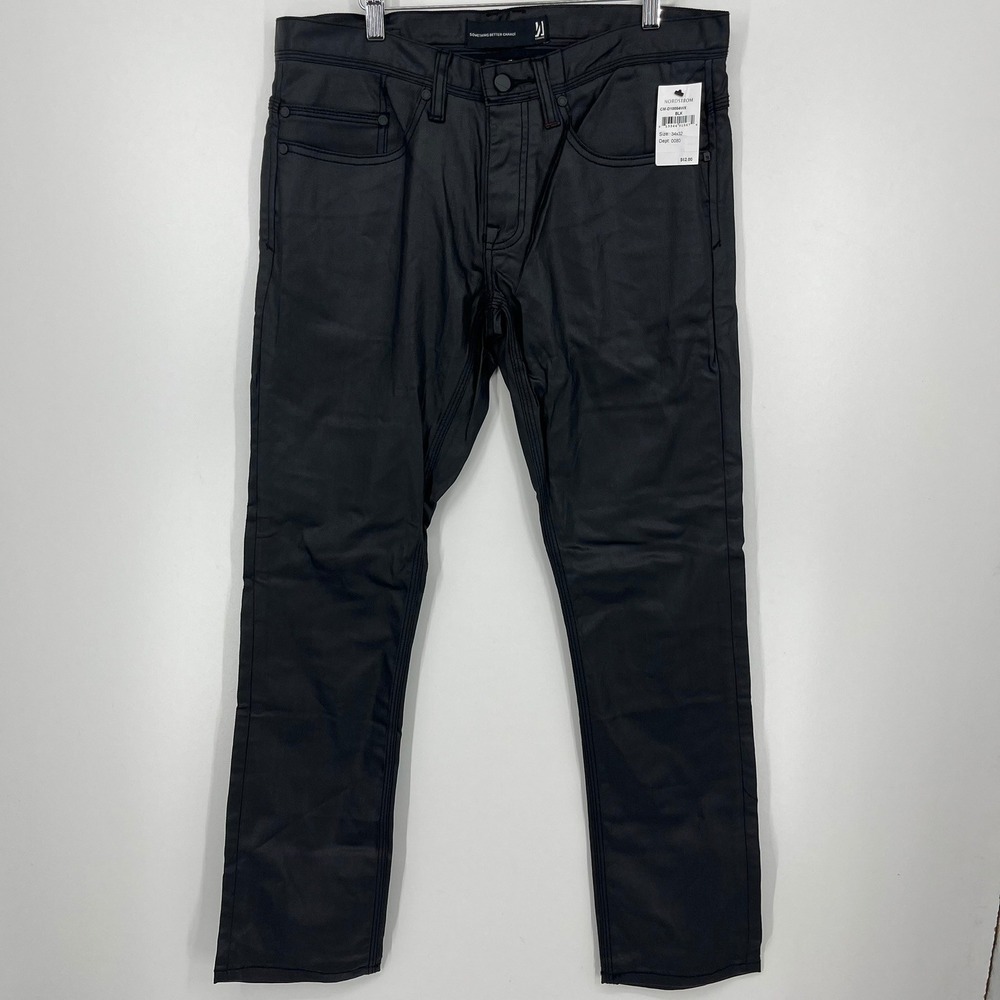 Comune Mens Black Coated Denim Slim Pants CM-D10004WX 34x32 NWT